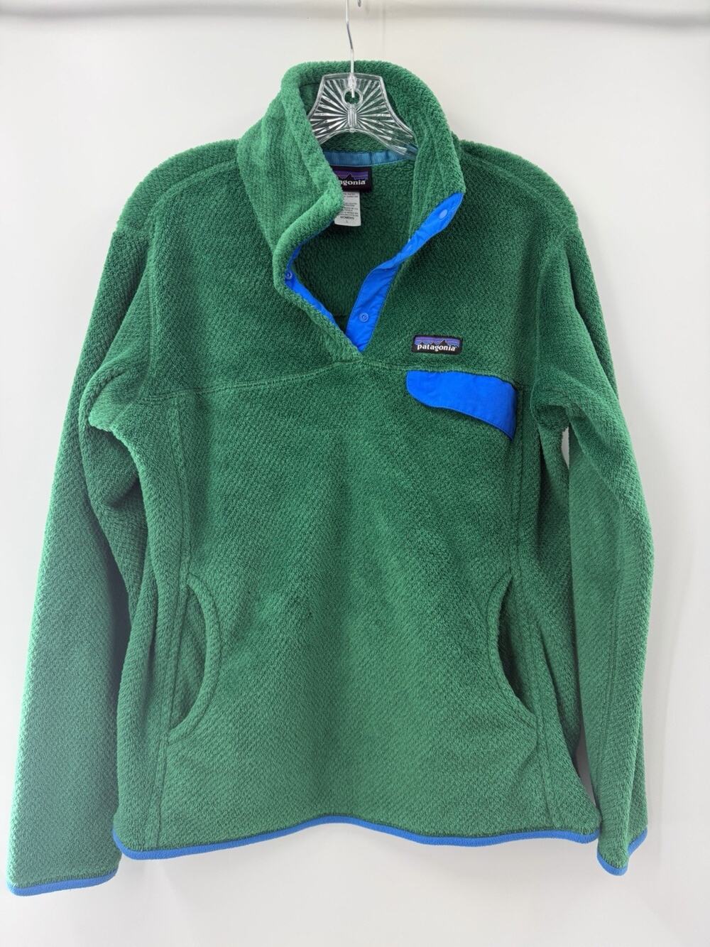 Patagonia Women’s Green ReTool Snap T Polartec Fleece Pullover Jacket Large EUC